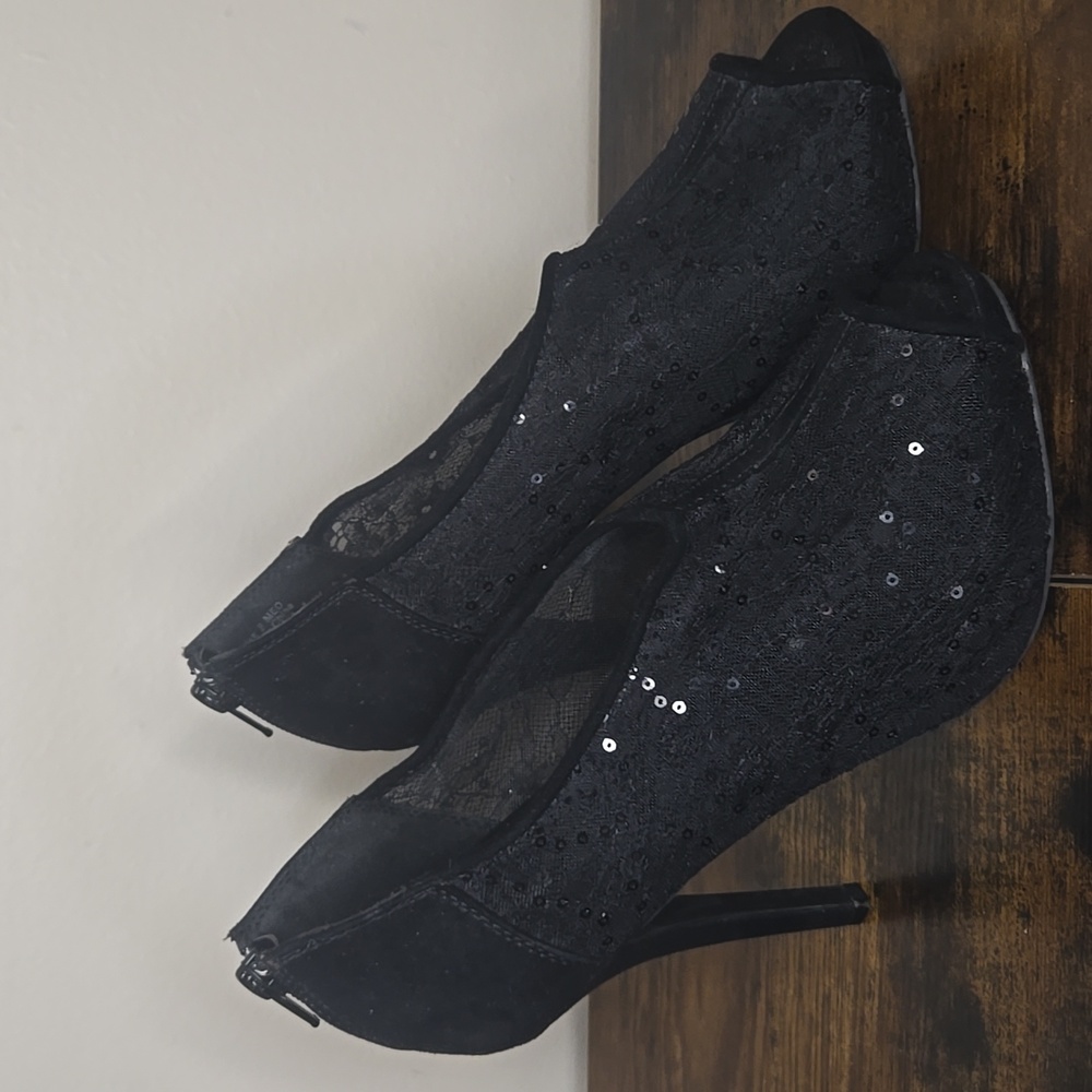 Apt 9 Women's Sequin Black Peep-toe Stilleto Heels Size 8
